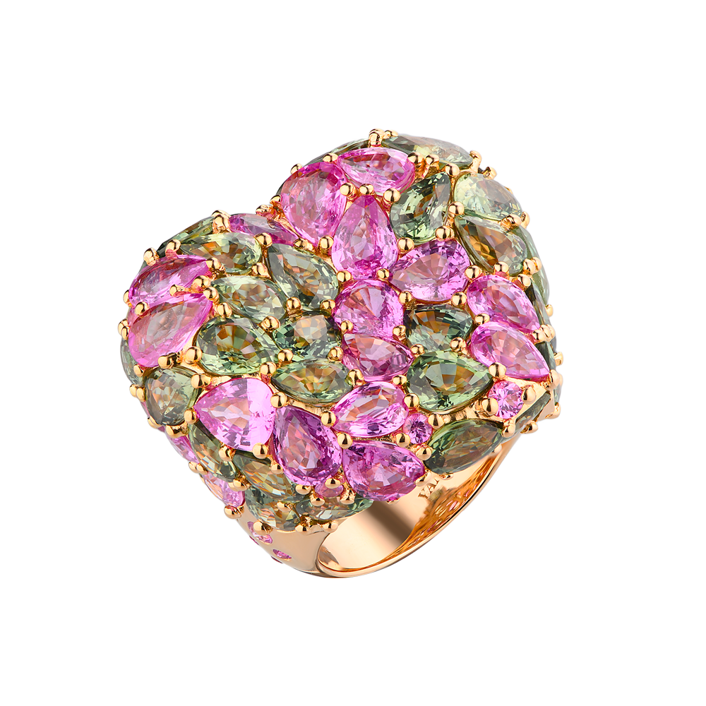 Кольцо Yanush Gioielli Madagascar Pink & Green Sapphires & Pink Gold YR30462PSPPSPG(42234) №3