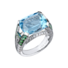 Кольцо Harry Winston Aquamarine & Diamonds & Chrysolite in Platinum(29935) №1