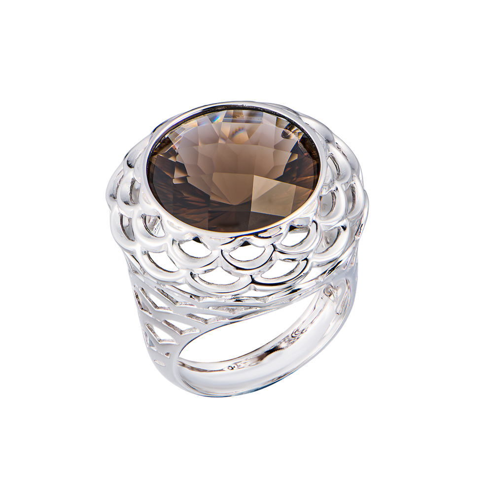Кольцо No name White Gold & Smoky Quartz(46735) №2