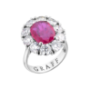 Кольцо No name в стиле Graff 3,30 ct Strong Purplish Red Ruby Oval Cut & 3.40 ct CVD Diamonds & White Gold(45676) №1