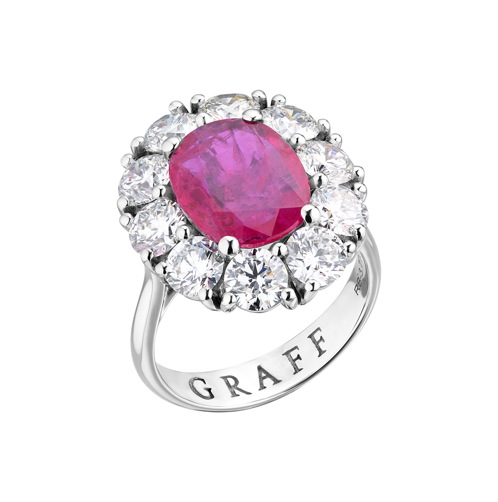 Кольцо No name в стиле Graff 3,30 ct Strong Purplish Red Ruby Oval Cut & 3.40 ct CVD Diamonds & White Gold(45676) №4