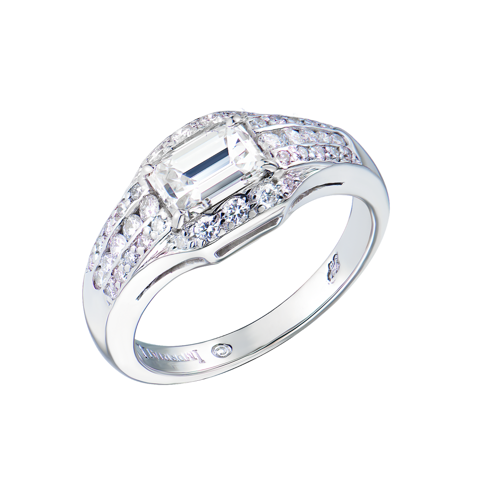 Кольцо No name МГУ 0,90 сt G/VS1 Emerald Cut Diamond & Platinum(55759) №3