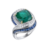 Кольцо GRS Gemresearch Swisslab 7,47 ct Natural Green Emerald & Sapphires & Diamonds(26041) №1