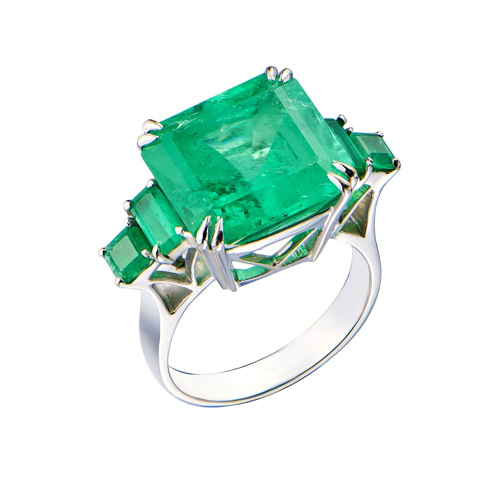 Кольцо No name COLOMBIA EMERALD 15,00 ct Intense Slightly Bluish Green/VS(54407) №3