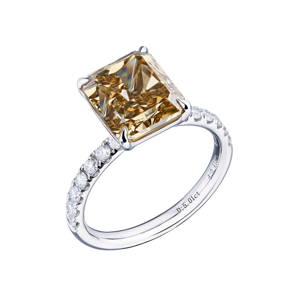 Кольцо GIA 5,01 ct Fancy Dark Brown-Yellow/SI2 Cut-Cornered Mix Cut Diamond(30865) №5