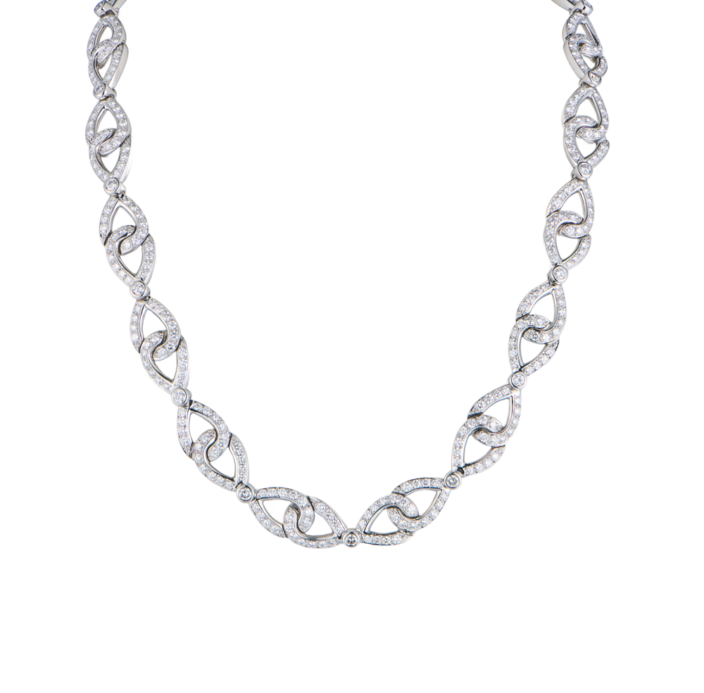 Колье Tiffany & Co Platinum Pavé Diamond Interlock Bow Necklace(52934) №5