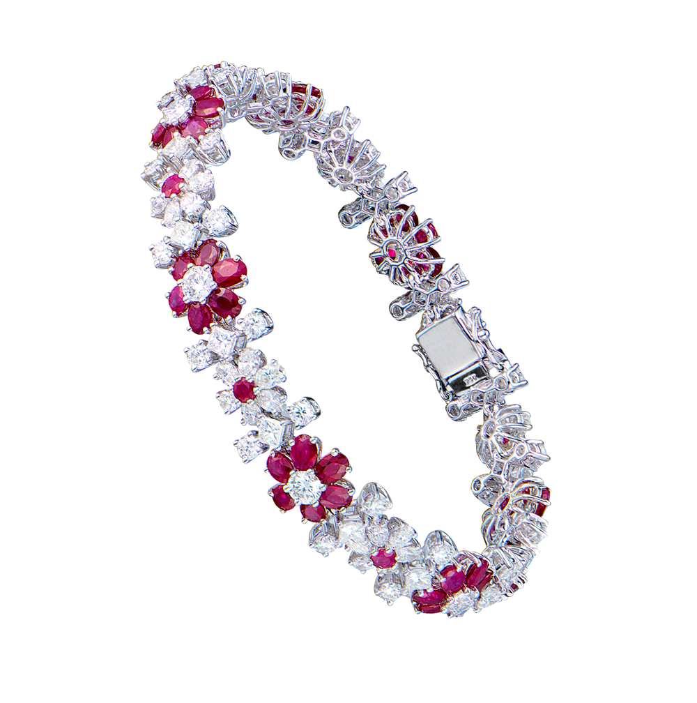 Браслет No name Flowers 9,20 ct Natural Ruby & 9,90 ct Diamonds & White Gold(49569) №6