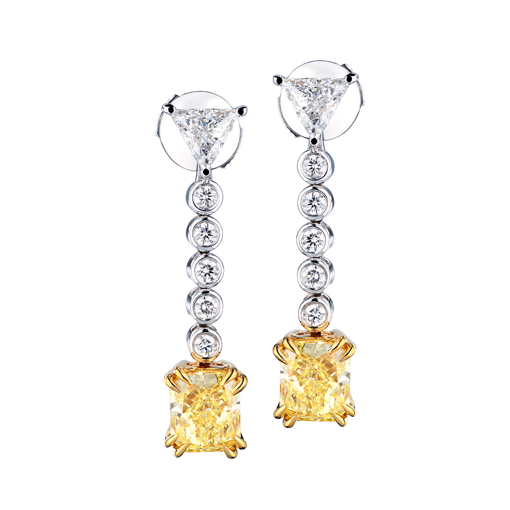 Серьги GIA 1,63 ct - 1.59 ct Natural Fancy Yellow/VS2 Radiant Cut Diamond(41979) №5