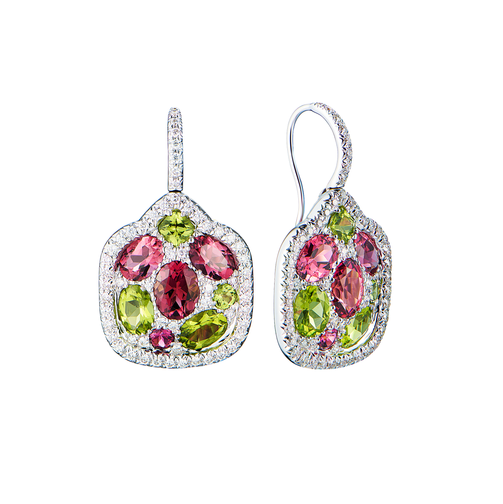 Серьги Hour Passion Jewellery White Gold & Tourmaline & Peridot & Diamond(51252) №4