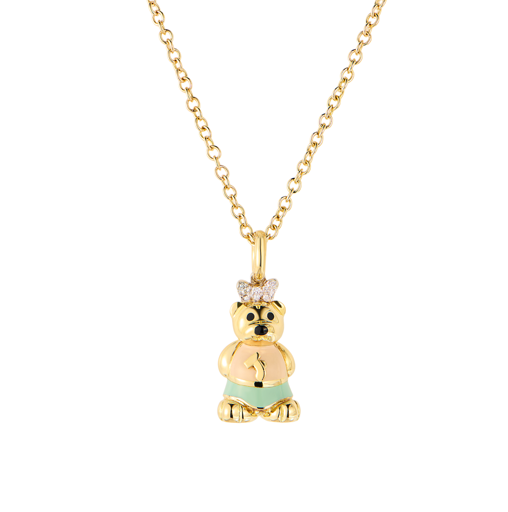 Подвеска Aaron Basha Teddy Bear Charm with the Letter J Diamonds & Yellow Gold(50098) №5