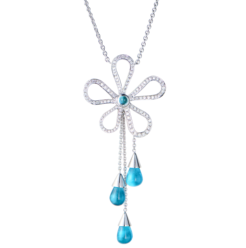Подвеска No name White Gold Diamond Topaz Lolite Flower(46747) №4