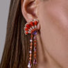 Серьги No name Peacock Collection Coral & Amethyst & Topaz & Diamond(49098) №3