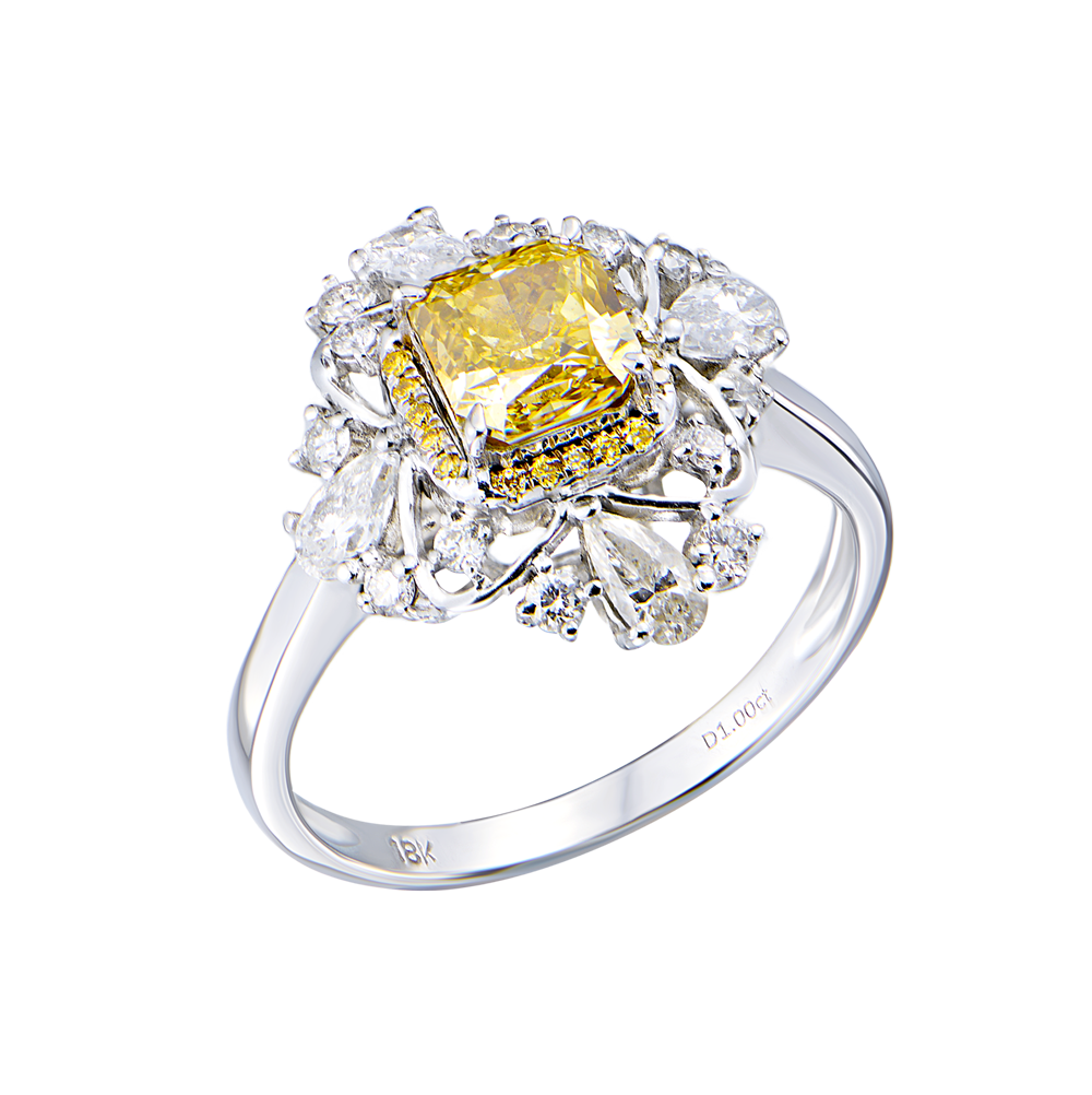 Кольцо GIA 1,00 ct Fancy Brownish Yellow/SI2 Radiant Cut & White Gold(54454) №3