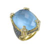 Кольцо Judith Ripka Monaco Cushion Cut Blue Quartz & Diamond & Topaz(55408) №1
