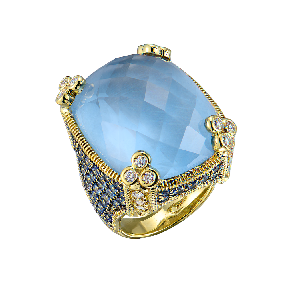 Кольцо Judith Ripka Monaco Cushion Cut Blue Quartz & Diamond & Topaz(55408) №3
