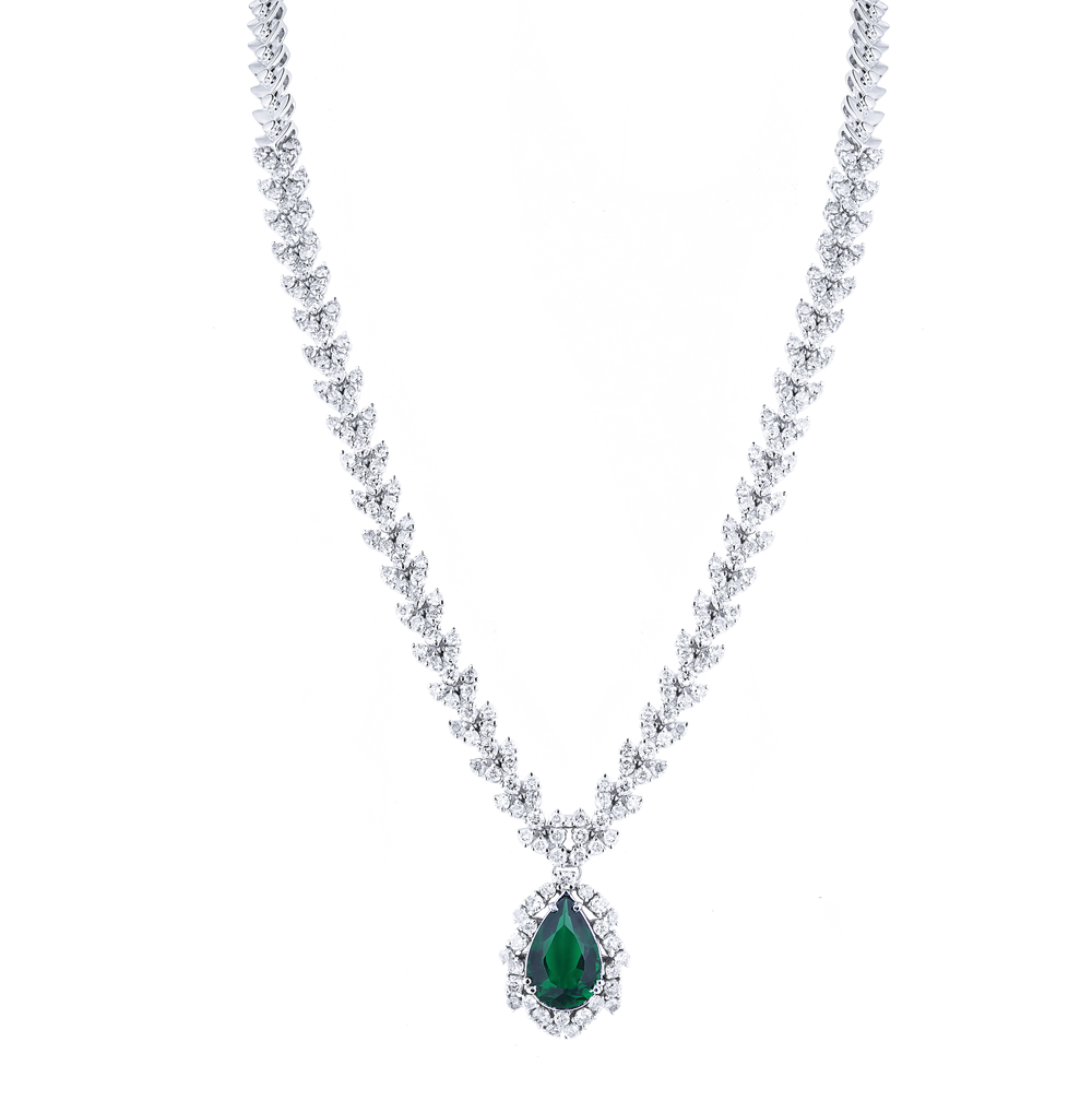 Колье No name Green Pearl Emerald & 9.08 ct Diamonds & White Gold(31398) №6