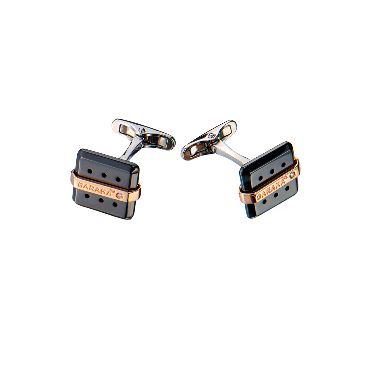 Запонки Baraka Rose Gold & Ceramic & Diamonds(55029) №2