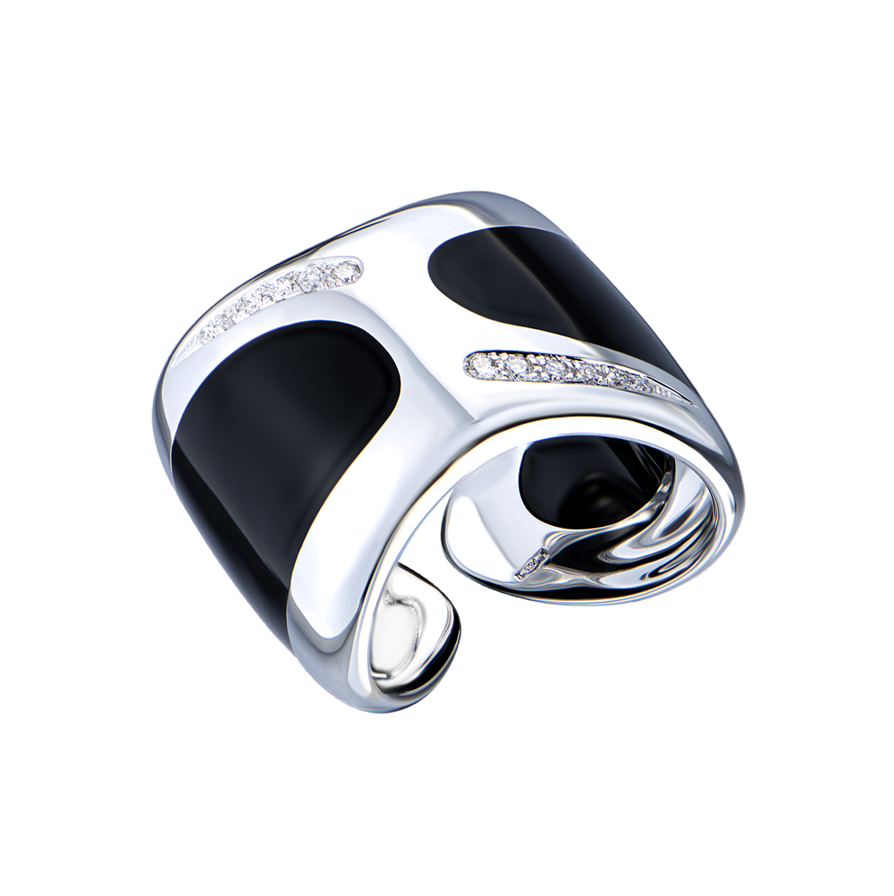 Кольцо Gavello White Gold & Black Enamel & Diamonds(54404) №3