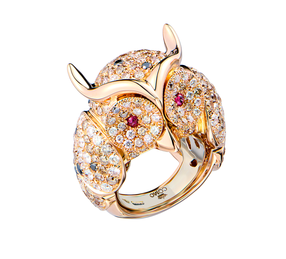 Кольцо Como Milano Owl Rose Gold & Diamonds(52244) №4