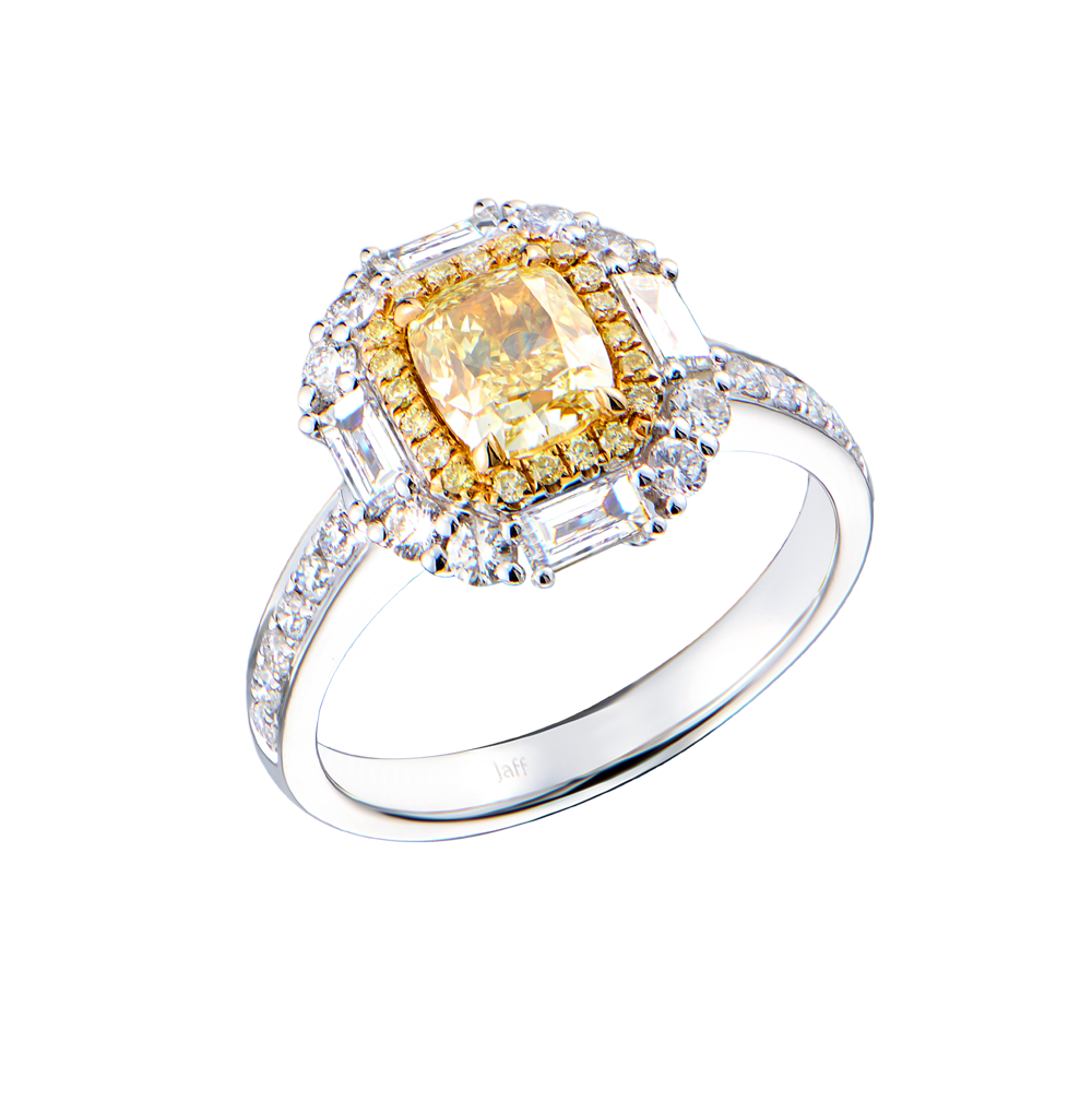 Кольцо GIA 1,00 ct Fancy Light Yellow/VS1 Cushion Cut & White Gold(54480) №3
