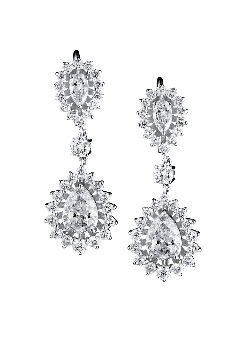 Серьги No name 2,28 ct G/SI2 - 2.01 ct H/SI2 & 0.72 ct F/SI1 - 0.60 ct G/SI1 Pear Diamonds(15020) №5