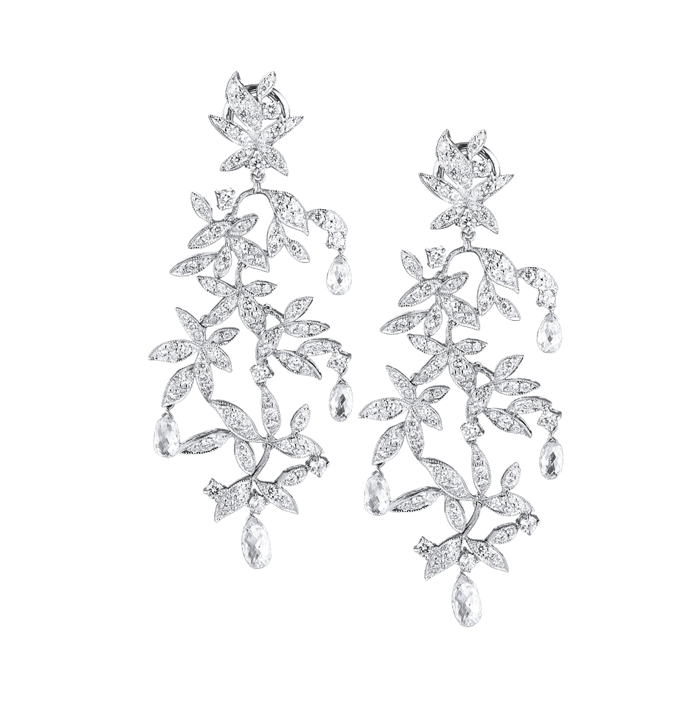 Серьги No name 7,10 ct Round & Briolette Cut Diamonds & White Gold(45520) №5