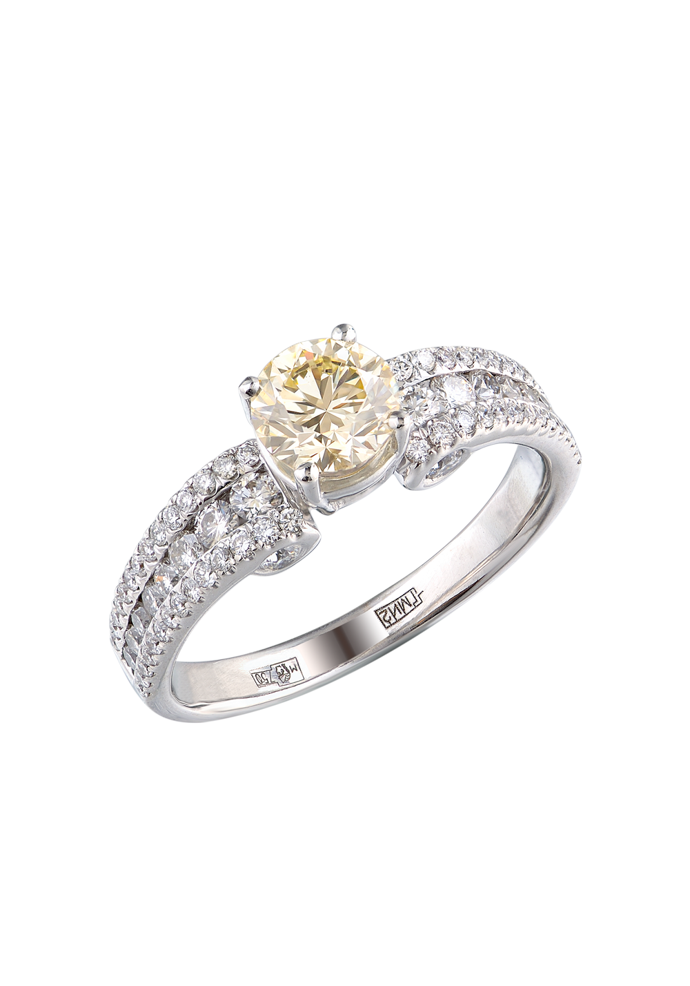Кольцо No name из белого золота 750 пробы с бриллиантами 0,83 ct Q-R/VS1(12987) №4