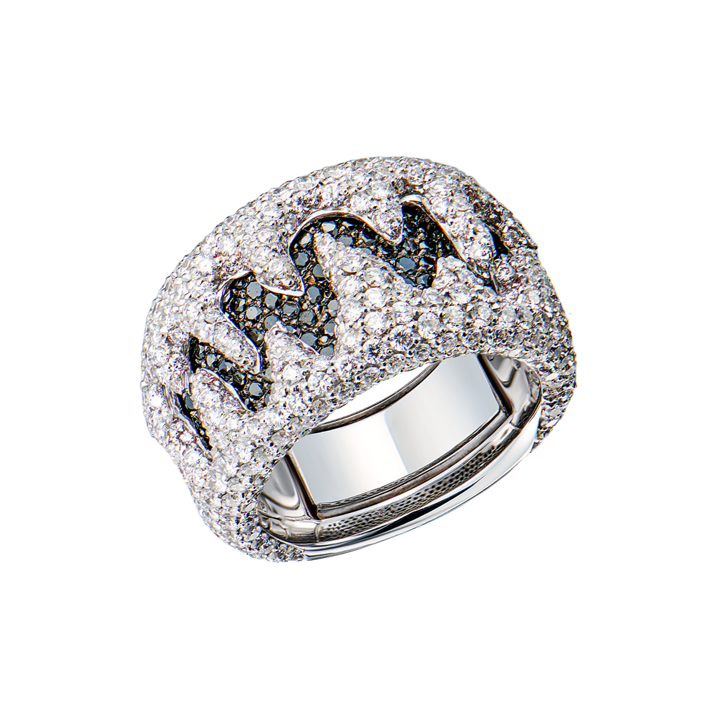 Кольцо Palmiero Jewellery Design 4,20 ct Black & White Round Cut Diamonds(54923) №5