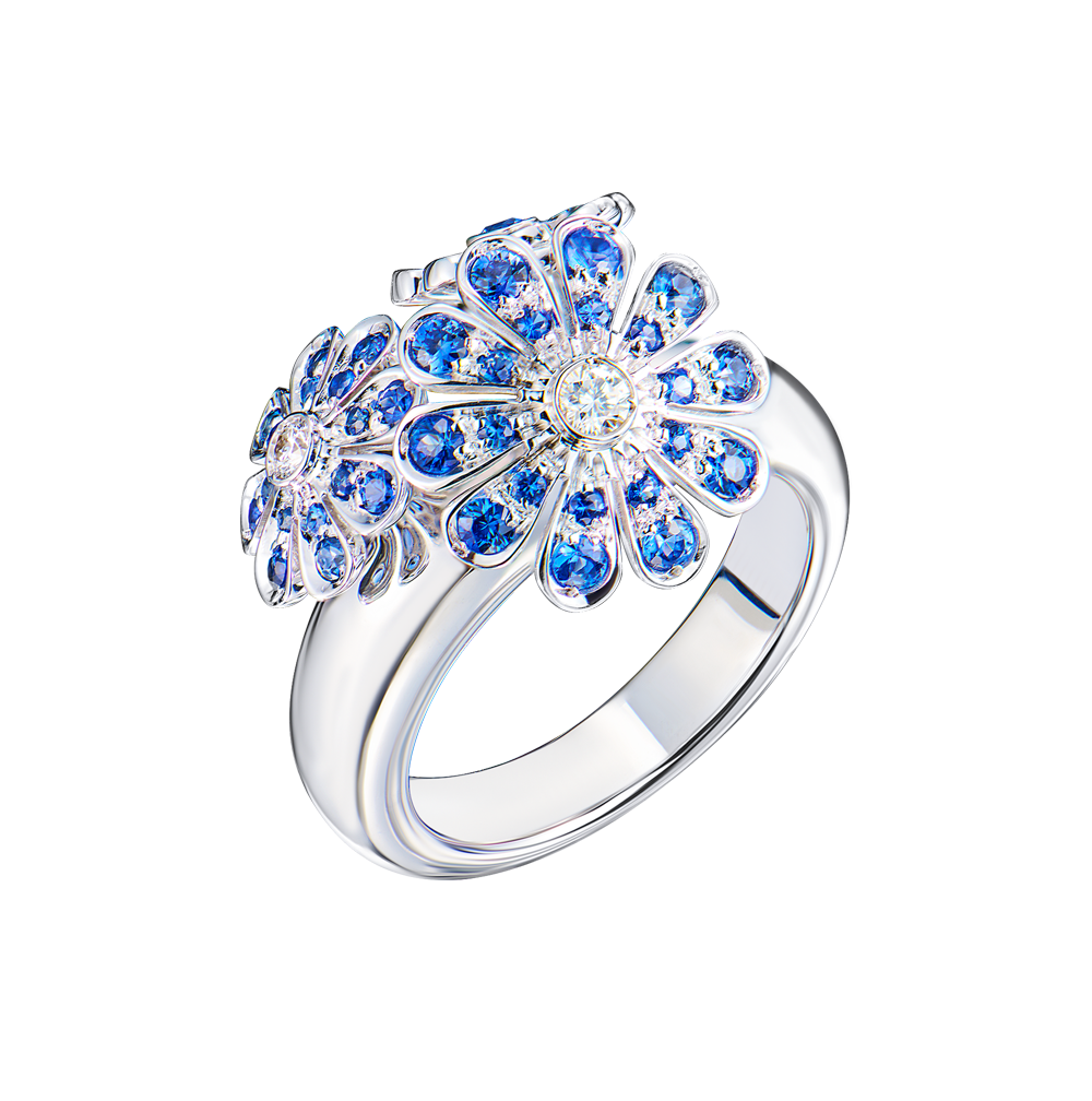 Кольцо Mario Panelli Flower Blue Sapphire & Diamonds & White Gold(46007) №4