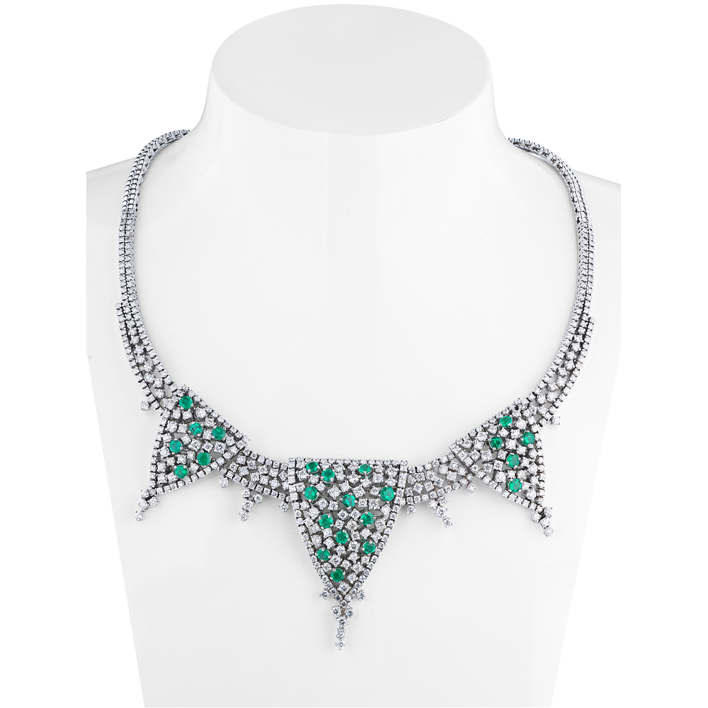 Колье No name Natural Emeralds 3.20 ct & Diamonds 11.0 ct & White Gold(41929) №5
