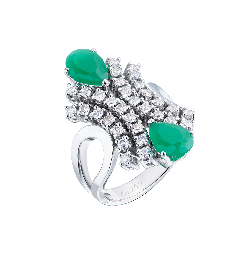 Кольцо No name 1,00 ct Round Diamonds & Green Stone(31712) №4