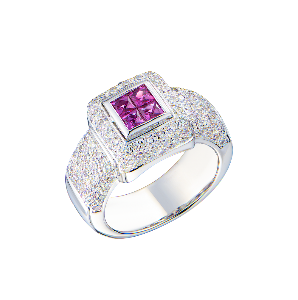 Кольцо No name Rubies & Diamonds & White Gold(46200) №3