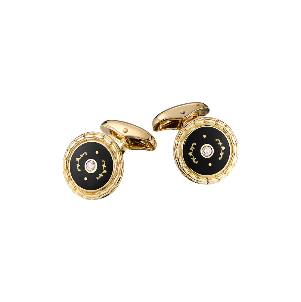 Запонки Faberge Yellow Gold & Enamel & 0.10 ct Diamonds(50524) №2