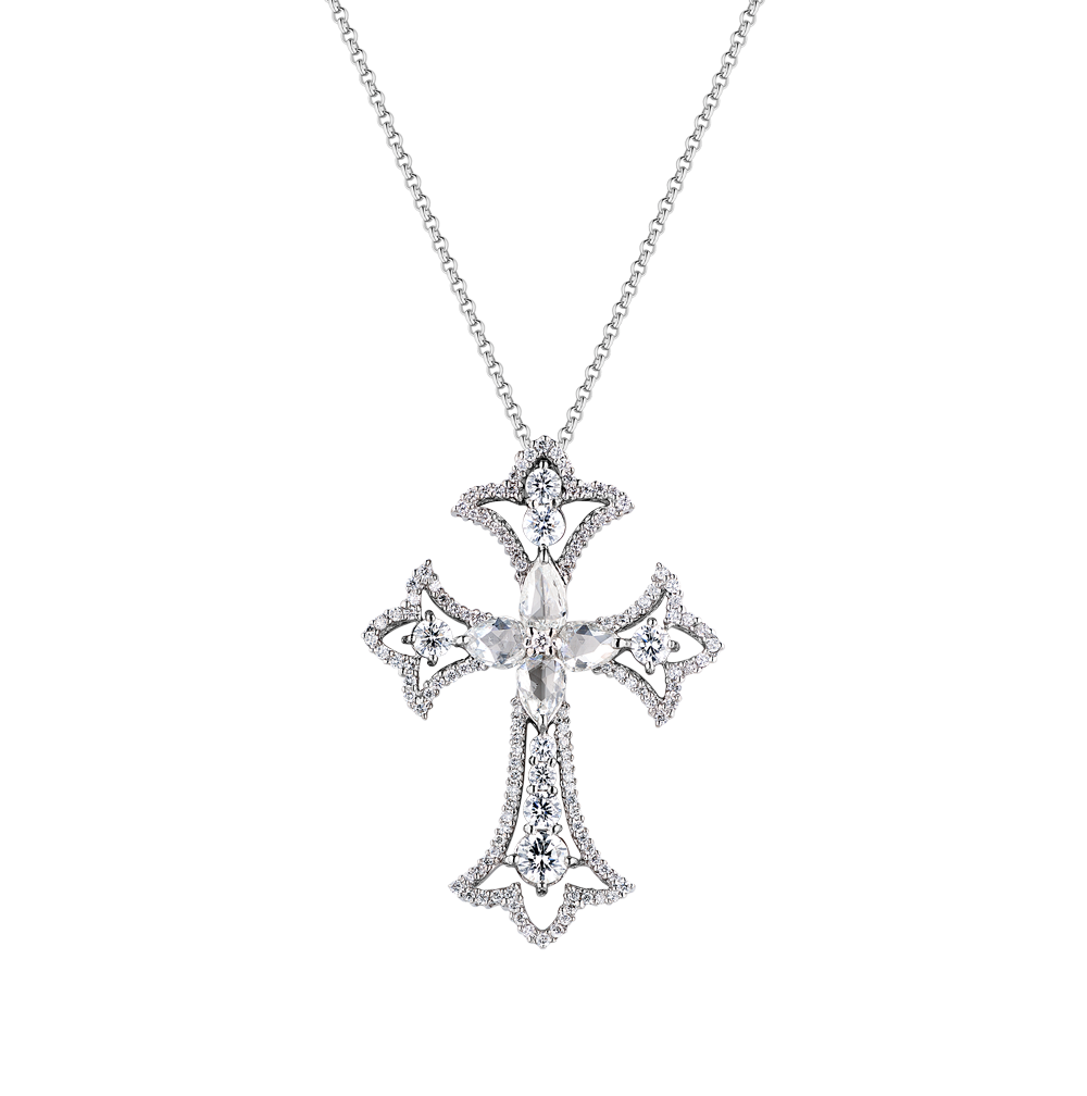Крест No name 2,71 ct Round & Pear Rose Cut Diamonds(49666) №6