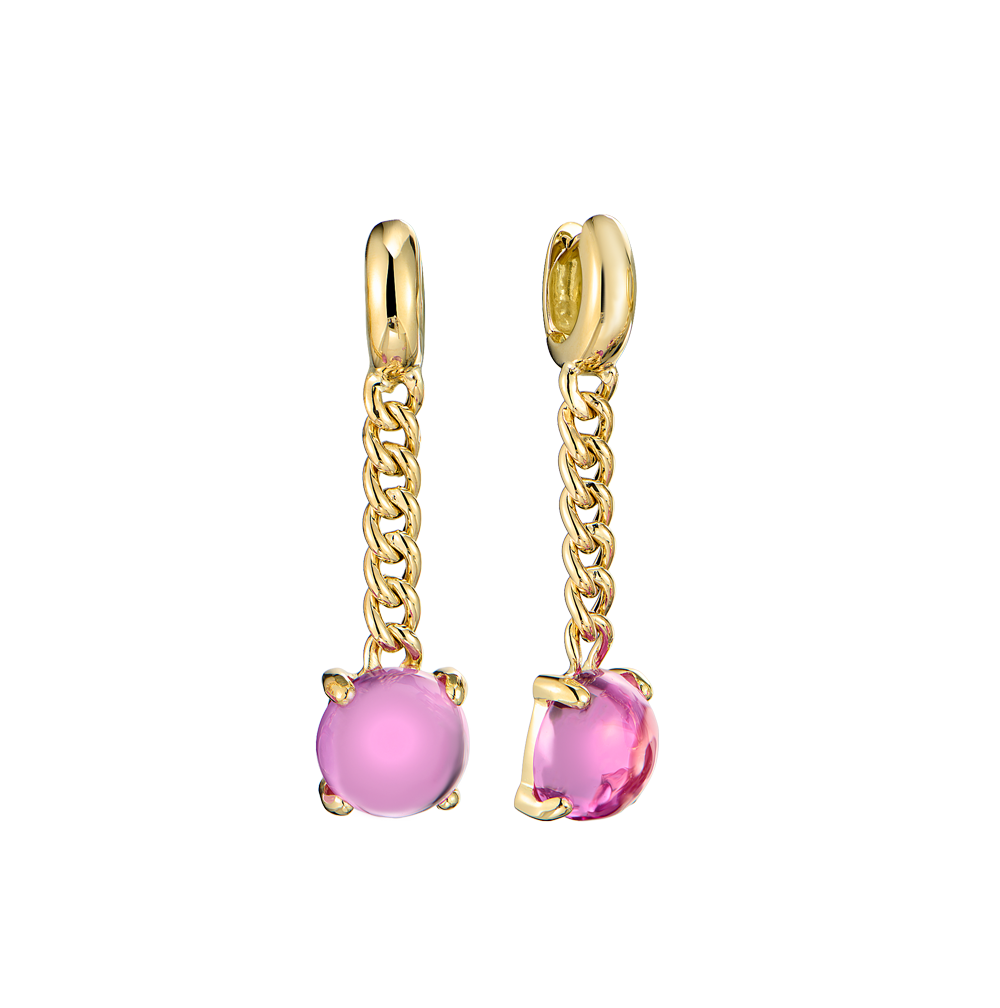 Серьги No name Yellow Gold & Rose Sapphire Earrings(49285) №3