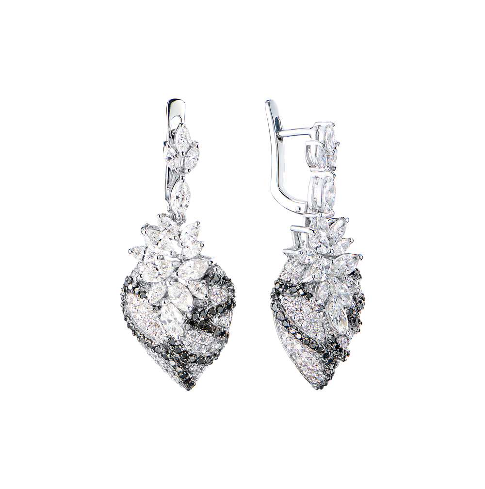 Серьги No name 4,15 ct Round & Marquise Diamonds & 0.75 Black Diamonds & White Gold(49752) №3